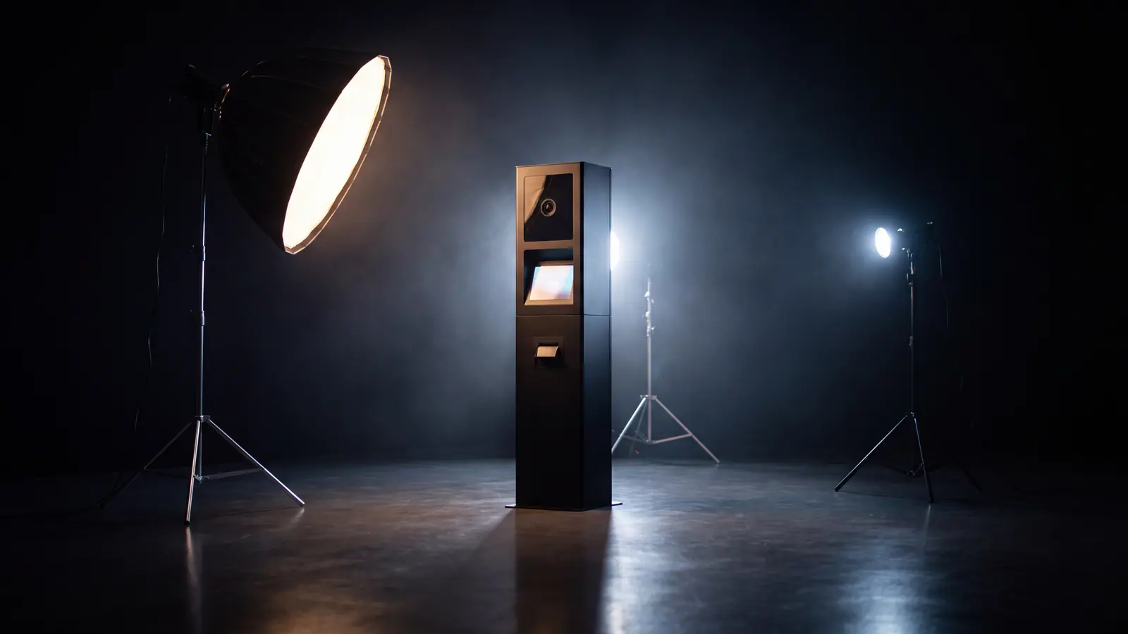 Studioaufbau mit Softbox und Kamera in einem Raum