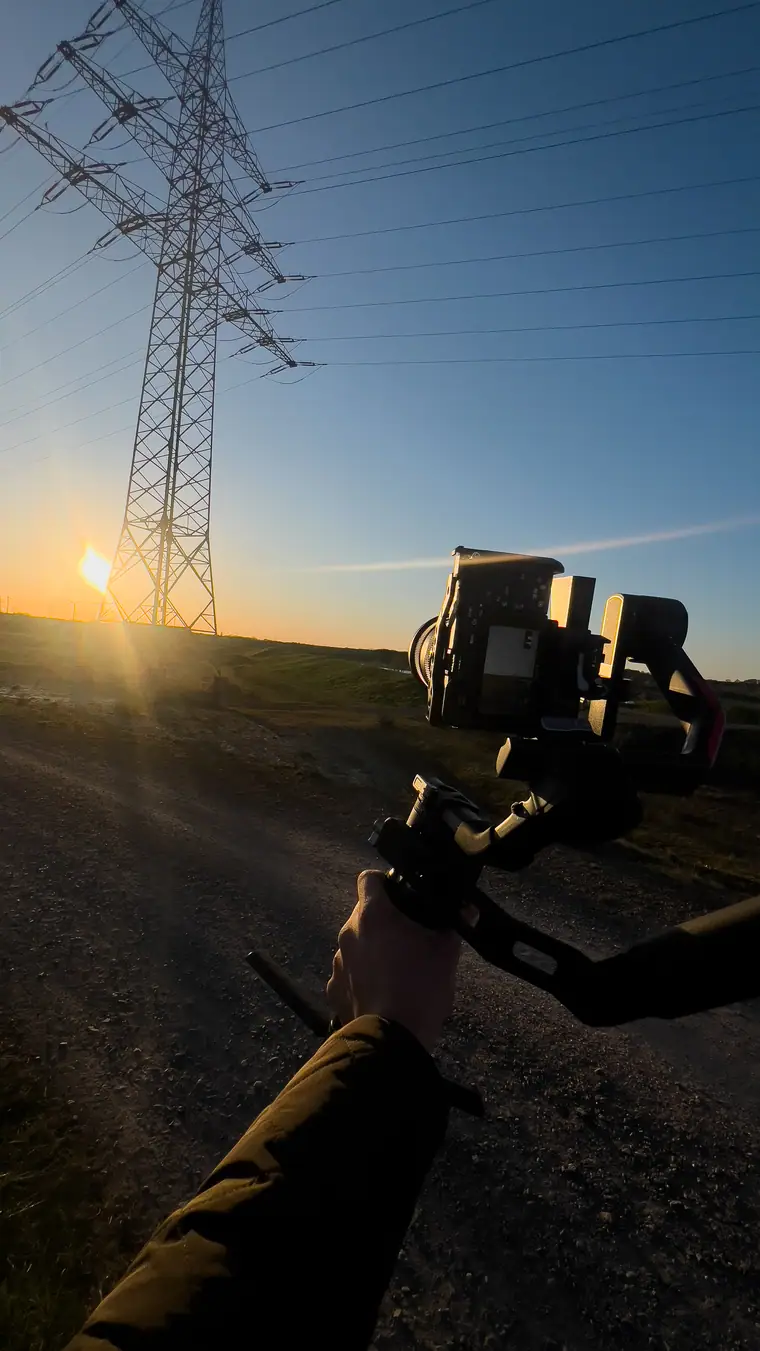Gimbal-Aufnahme im Gegenlicht